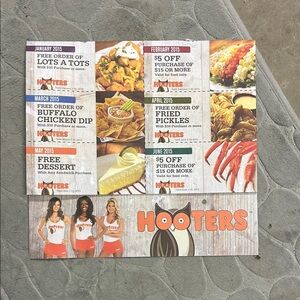 Hooters Promotional Coupons Jan-Dec 2015